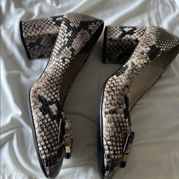Cole Haan Brown Beige block heel Snakeskin Texture and Gold-Toned Embellishment - Picture 7 of 11
